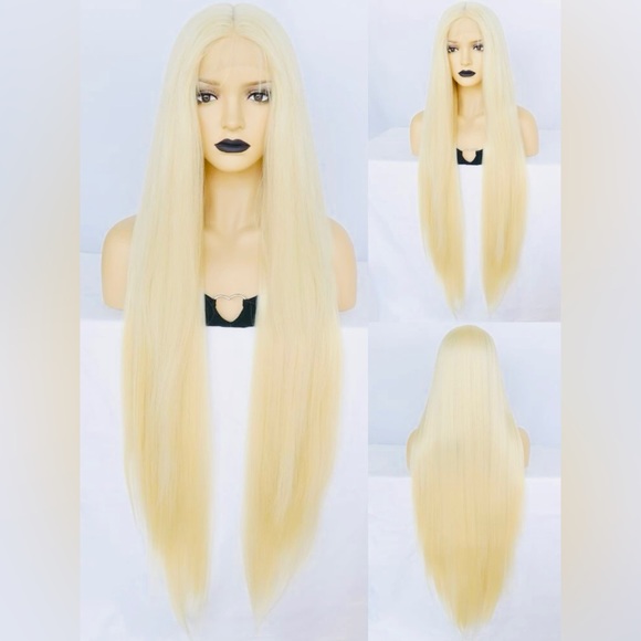 13*4*1 T-Part Hum-Synthetic Super Long Blonde Straight Lace Front Wig for Women. - Picture 6 of 11